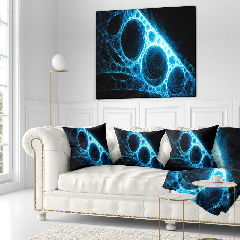 Fabrication en métal - Coussin imprimé abstrait, Rectangulaire, Bleu / noir, 12 po x 20 po