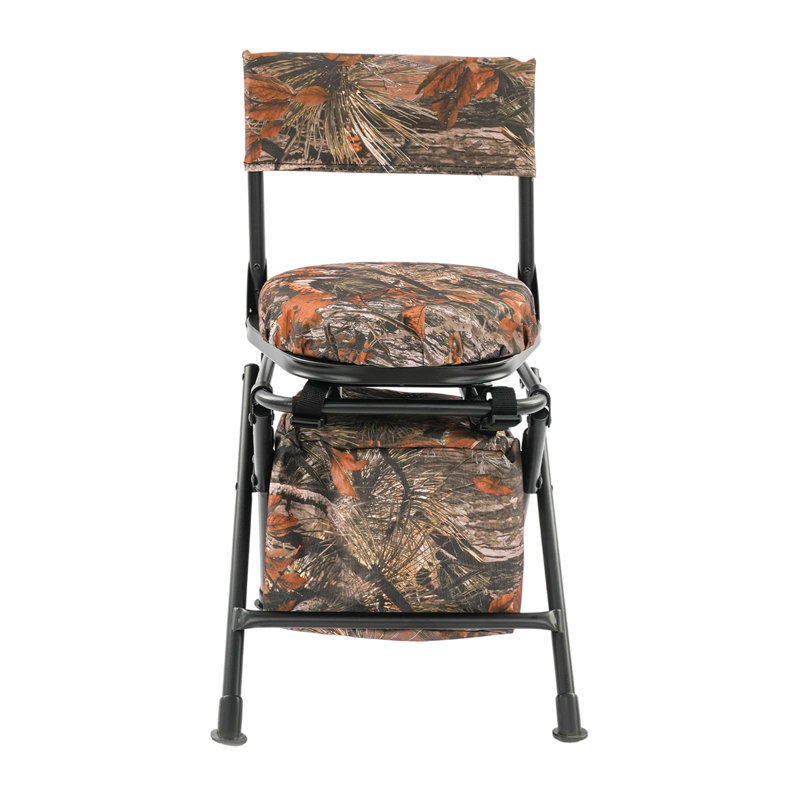Fauteuil de chasse pivotant 27,5 po de hauteur, siège d'extérieur pliable camouflage avec dossier, Camouflage Brown