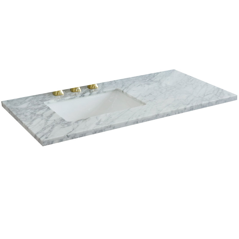 43" White Carrara Marble Countertop with Ceramic Sink