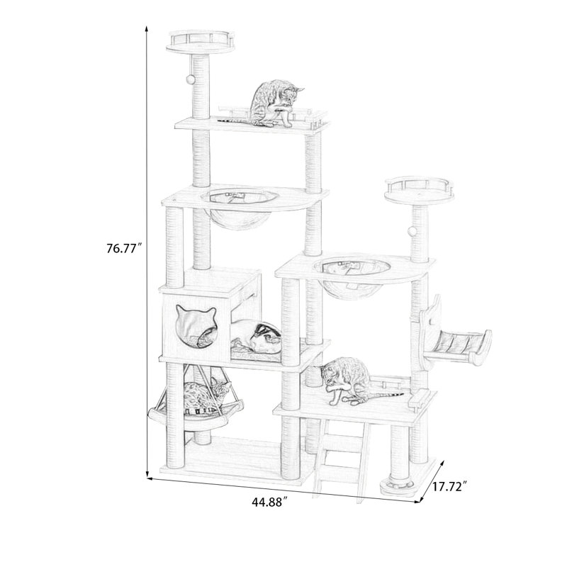 7-Tiers Cat Tree with Cat Condons,Perch,Scratching Posts