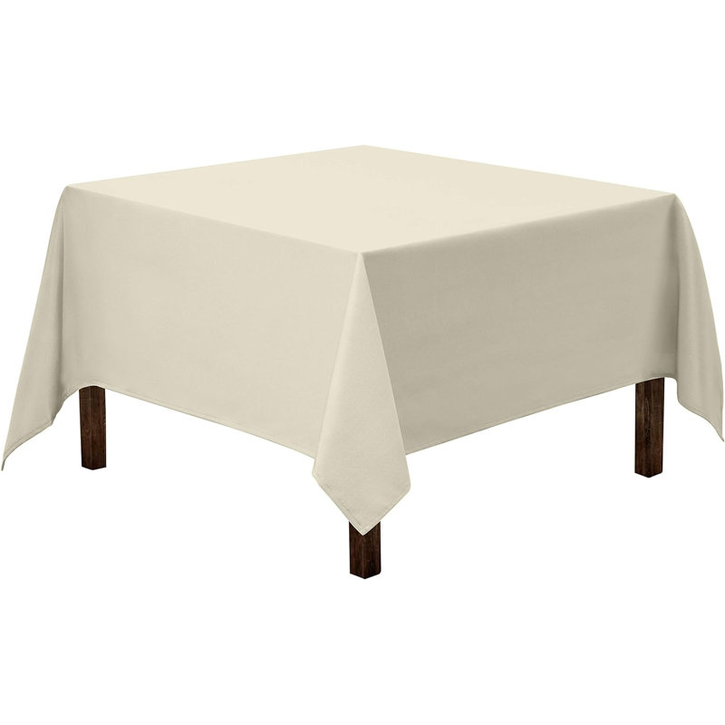 Amilliana Square No Pattern Polyester Tablecloth, 85" Square, Ivory