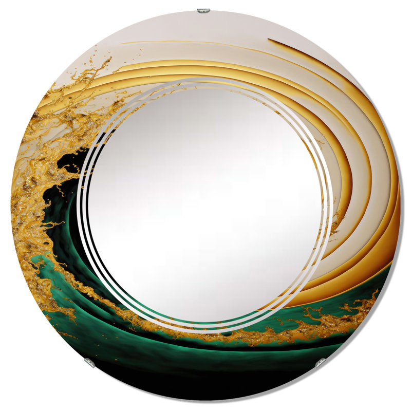 Pebley or aquarelle liquide Art - miroir mural moderne en spirale, 32 po x 32 po