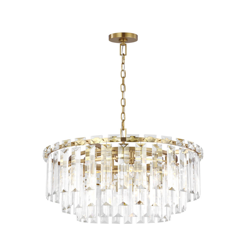 Arden Tiered Chandelier, 18.75" H x 32.88" W x 32.88" D, Burnished Brass