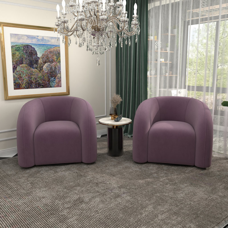 Fauteuil demi-tonneau pivotant de 34,6 po Briggette, Mauve