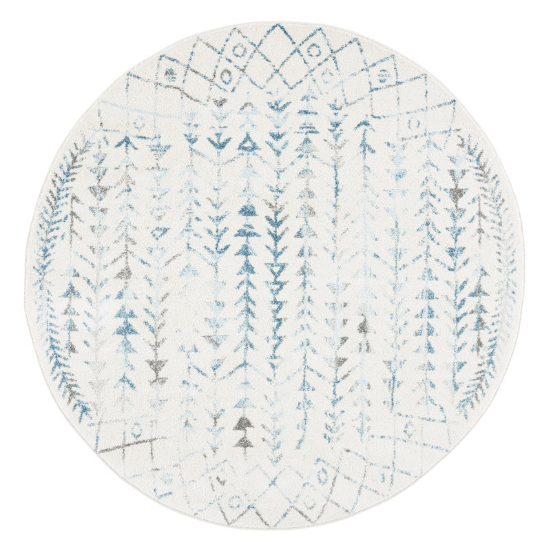 Tapis ivoire / turquoise Dillingham Southwestern, Rond 6 pi 7 po