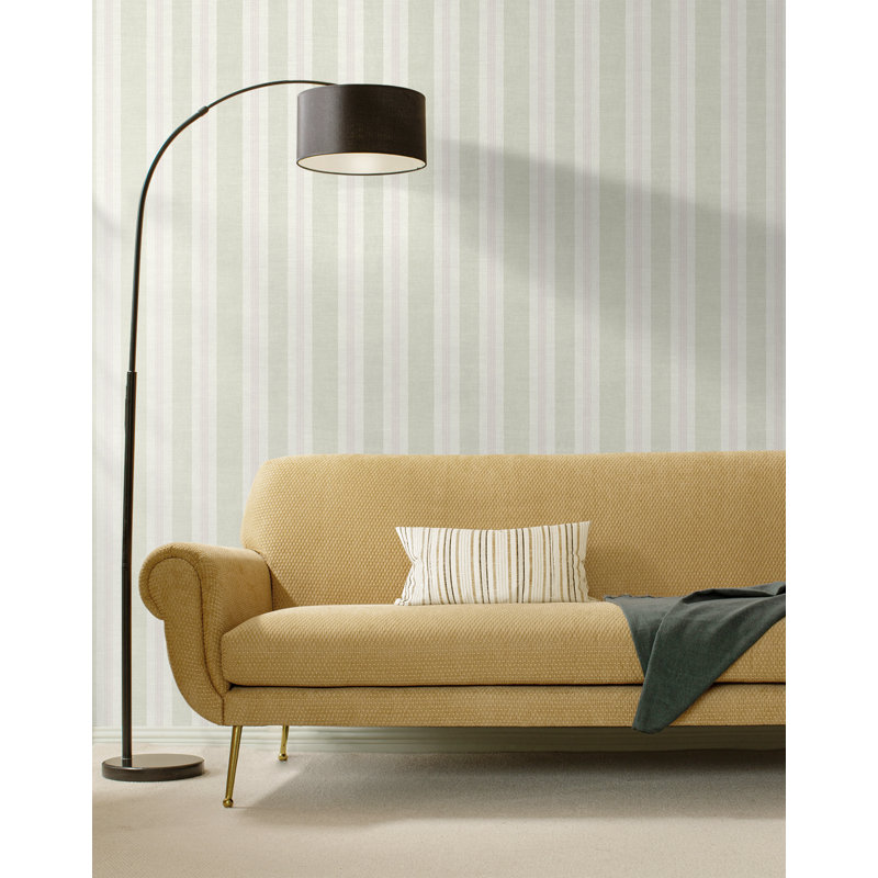 Papier peint rayé en lin Seaonia Designs, Gris / Mauve