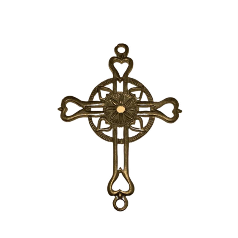 Carillon éolien - croix de 36 po / cœur - tube argenté - bois