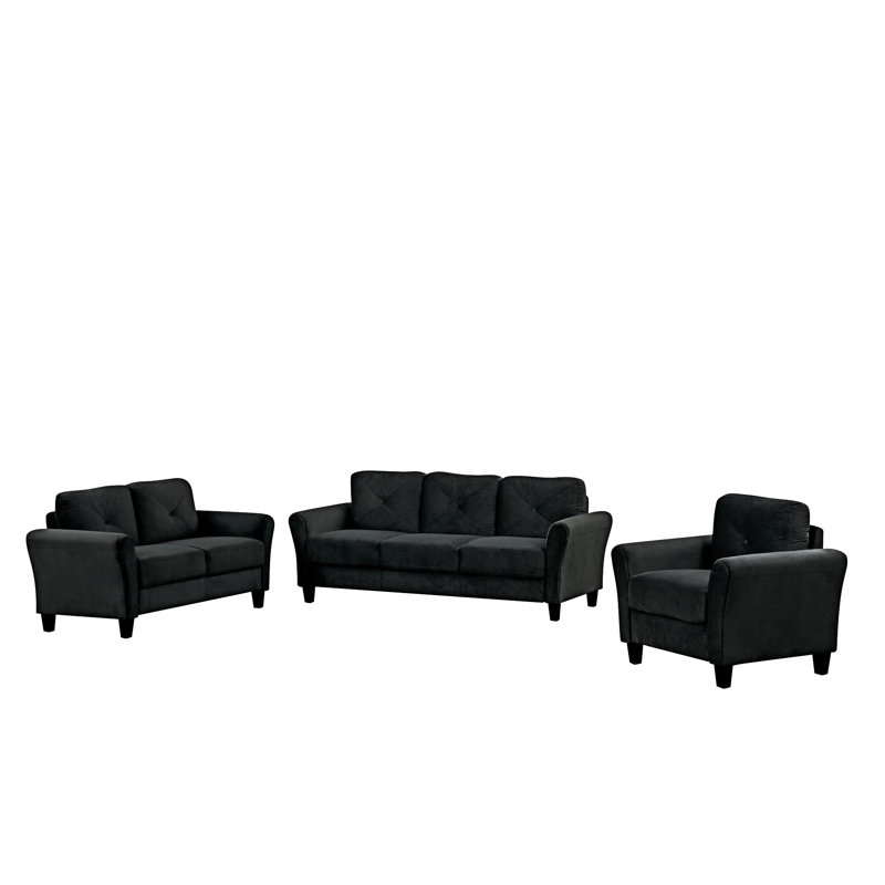 Upholstered Sofa Set, Black