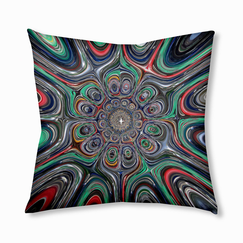 177_Oreiller de sol touffeté à motif paon bohémien et éclectique, 30 po x 30 po