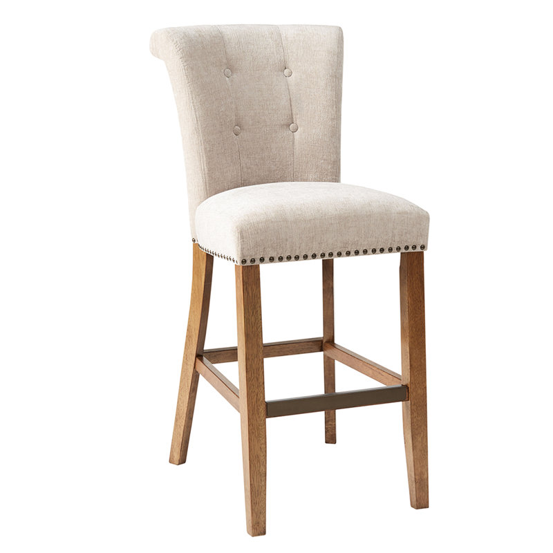 Tabouret de bar d'une hauteur de 43,66 po avec finition en bois - Détails élégants classiques et élégants à l'encre de lierre pour améliorer votre maison