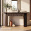 Console incurvée de 62,9 pouces derrière le canapé, console étroite en bois avec tiroir cannelé, table d'entrée moderne avec rangement, brun foncé