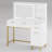 45.3’’L Modern Style Vanity Desk With Mirror, LED Lights And Power Outlet, Bedroom Makeup Vanity Table With Storage Cabinet And 4 Drawers-1181899362