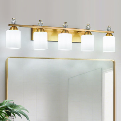 Luminaires de meuble-lavabo en verre blanc Mid-Century E26