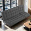 Futon convertible gris foncé avec dossier et réglable, aspect contemporain, bois massif, 2 places, convertible en dossier,