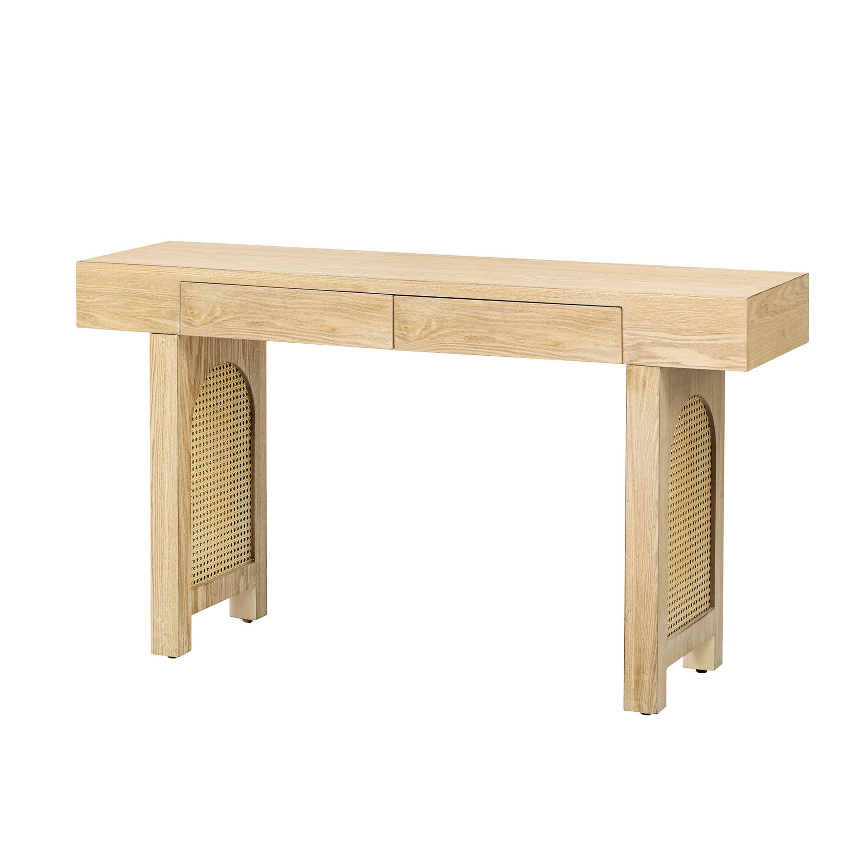 Ivy Bronx Console Table With Panels, Natural Wood Finish And Practical ...