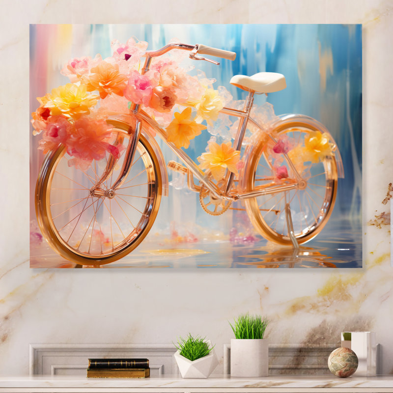 Bicyclette onirique - transport - décoration murale en métal, H 24 po x l 32 po x P 1 po
