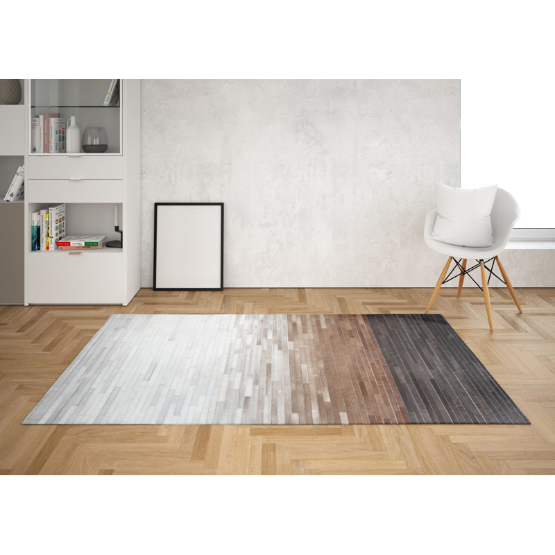 Tapis rectangulaire unique en cuir de vache Jessiana, Rectangle 8 pi x 10 pi