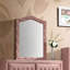 Miroir de coiffeuse de 76 cm (30 pouces) recouvert de velours rose et orné de strass, style vintage glamour.