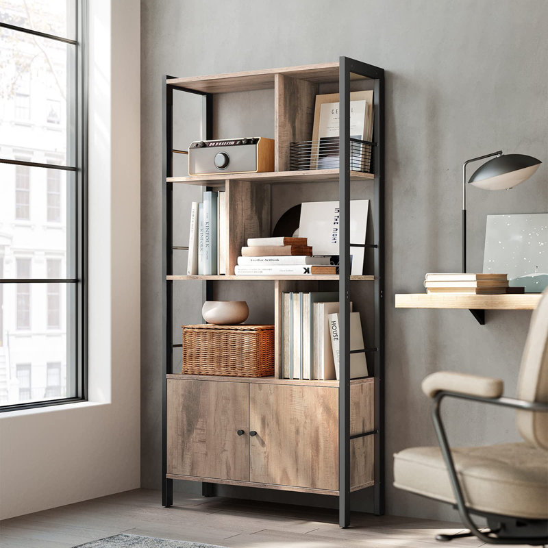 Andjoua 154.5cm H x 74cm W Bookcase, Oak Wood