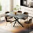 Retro Rectangular Extendable Dining Table With Storage Box, Sturdy Iron Base And Durable Triamine Top For Flexible Everyday Use.-2027384282