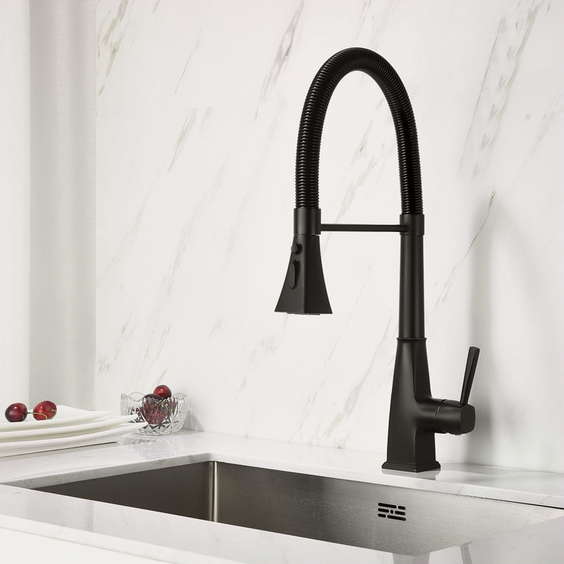 Kitchen Faucet With Pull Down Sprayer, Matte Black