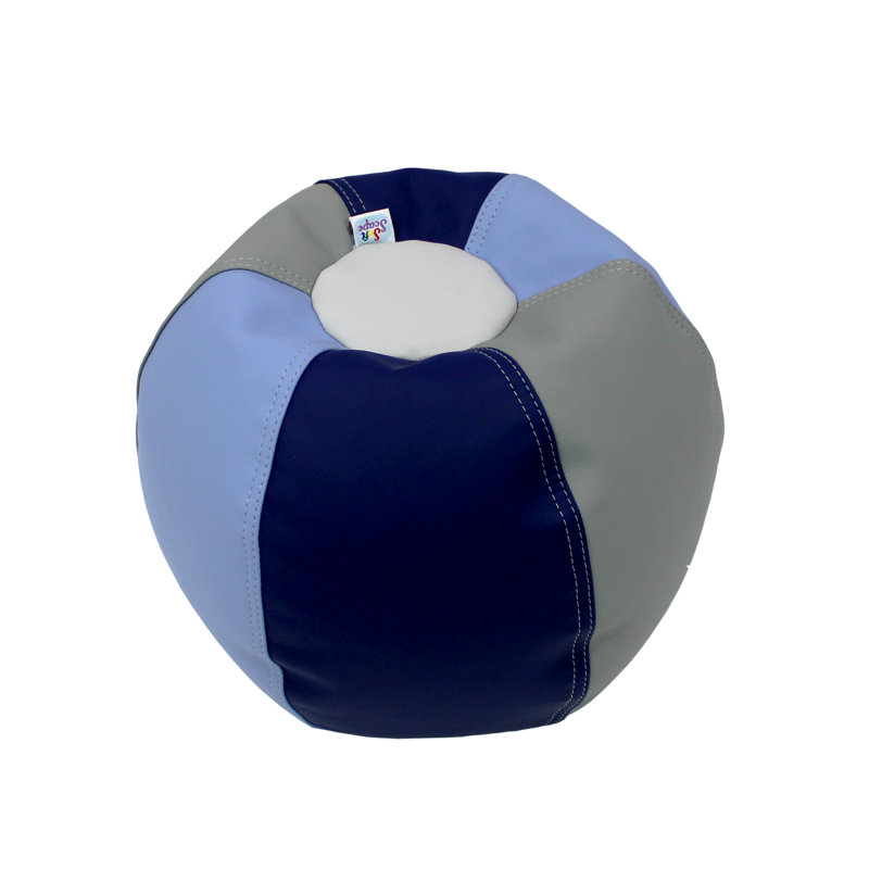 SoftScape Bean Bag Puffs, 2-Pack, Navy/Powder Blue Faux Leather, 10" H x 12" W x 12" D