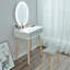 60cm Desktop Dressing Table With Led Lighted Mirror, Makeup Vanity Desk With Stool and Drawer-764345846