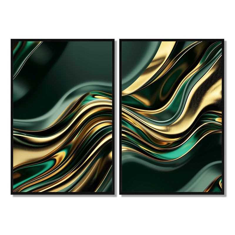 Cayson - art mural moderne sur toile, Black, 36" H x 48" W, Impression encadrée flottante