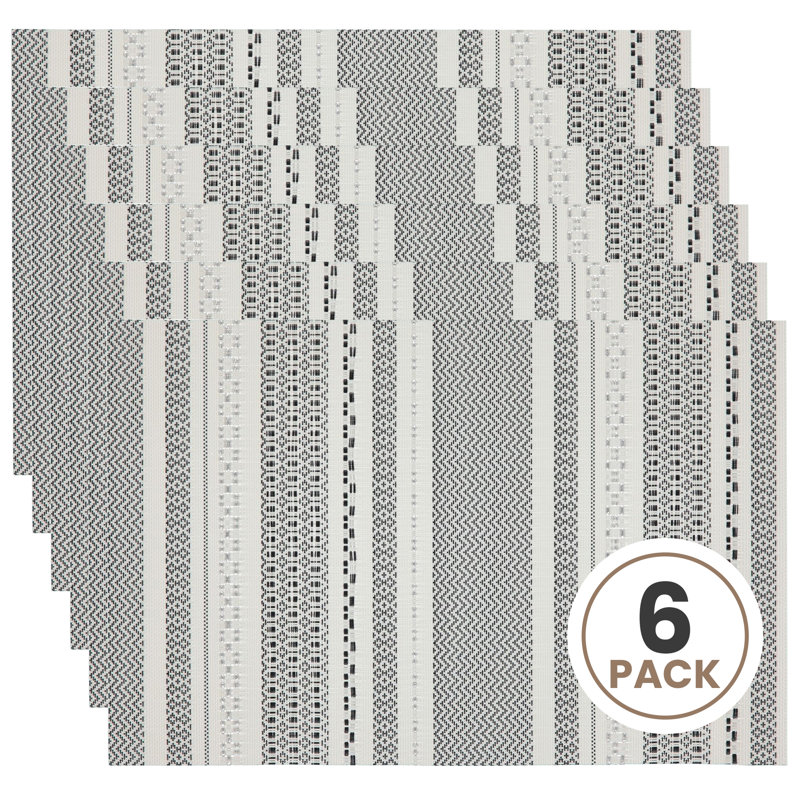 Ensemble de 6 napperons résistants à la chaleur de 12 po x 18 po Placemats, Noir, noir, noir, noir