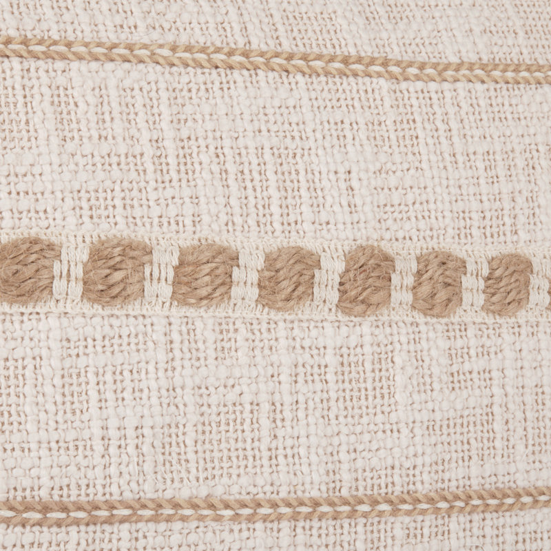 Lago 22" Cotton Weav Throw Pillow , Ivory/Natural