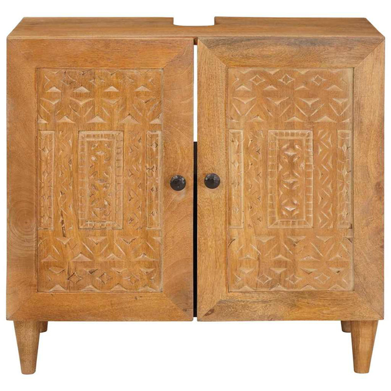 Bathroom Cabinet 62 X 33 X 58 Cm Solid Wood Mango, Light Brown
