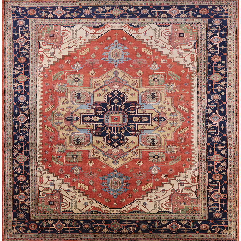 Tapis brun à motif oriental, Carré 6 pi
