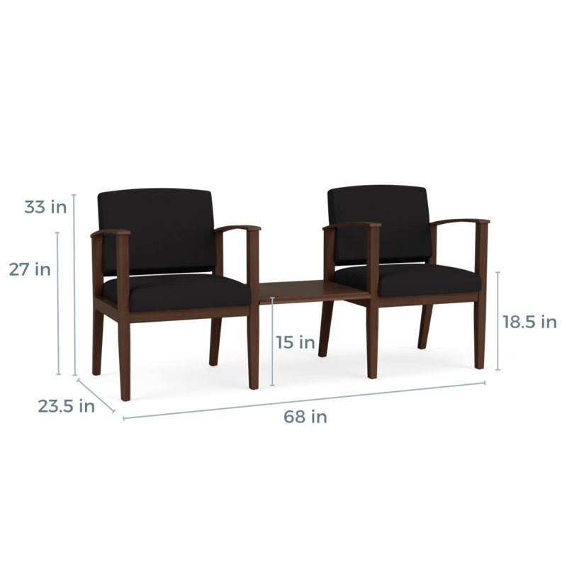 Structure en bois tandem 2 places avec table centrale Amherst, Noyer Riftwood, Visite libre noire