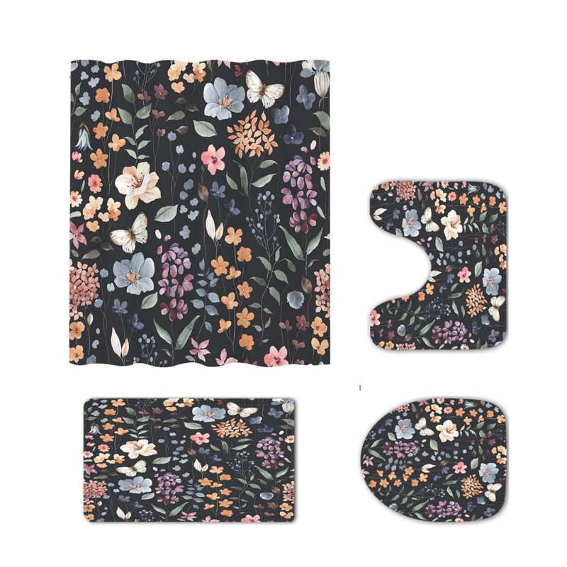 Ensemble de salle de bain 4 pièces, Black Floral