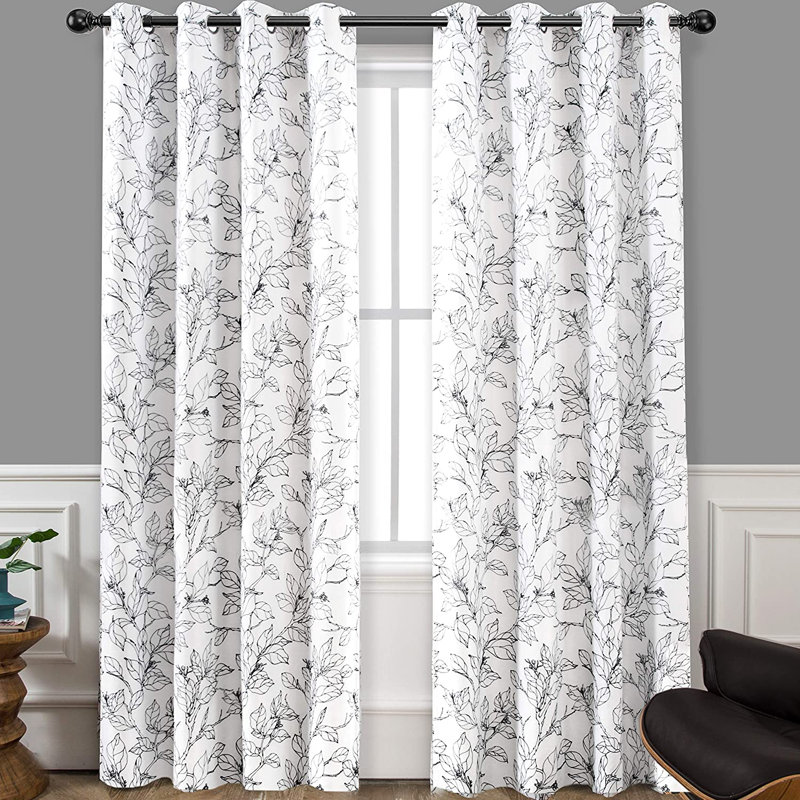 Adalinda Blackout Curtain Pair, 52" W x 84" L, Black Line