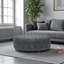 Somwya Round Shaped Ottoman in Grey Linen Upholstery, 15.75'' H X 40.75'' W X 40.75'' D-992823653