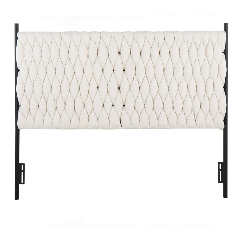 Tête de lit grand format en métal noir et tissu Sherpa crème par Lumisource