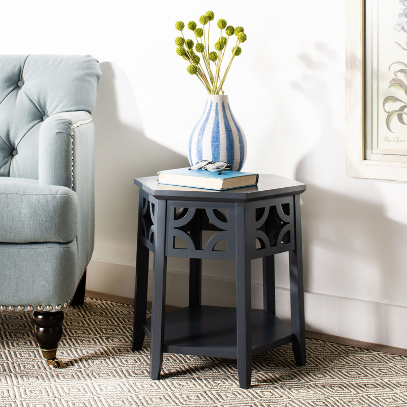 Shirlee Solid Wood End Table, Charcoal Grey