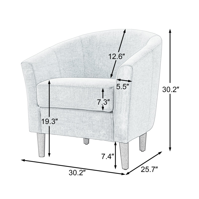 Edvardas 76.7Cm Wide Barrel Chair, Khaki Linen Blend