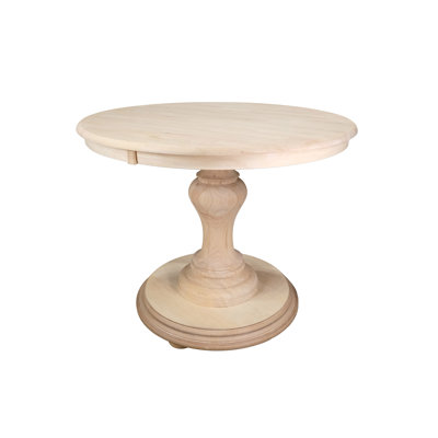 Ignasas Round Unfinished Solid Wood Top Dining Table