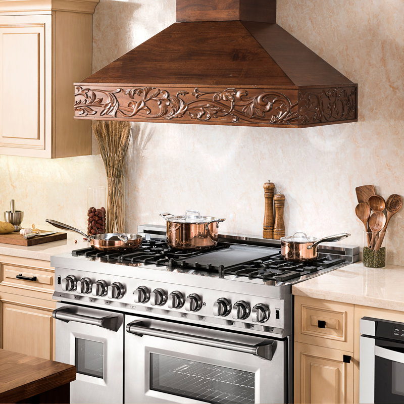 30" Wood 700 CFM Ducted Wall Mount Range Hood, Walnut