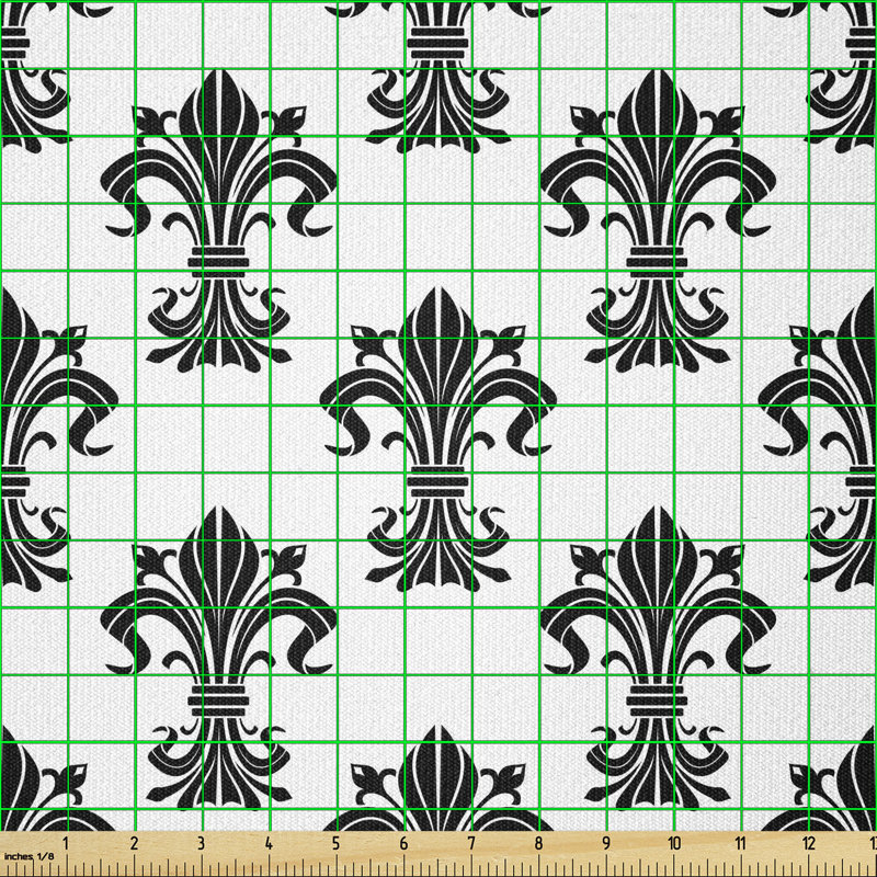 Devdaksh Historical European Heraldry Rich Iris Buds Curved Leaves Multi-Purpose Fabric