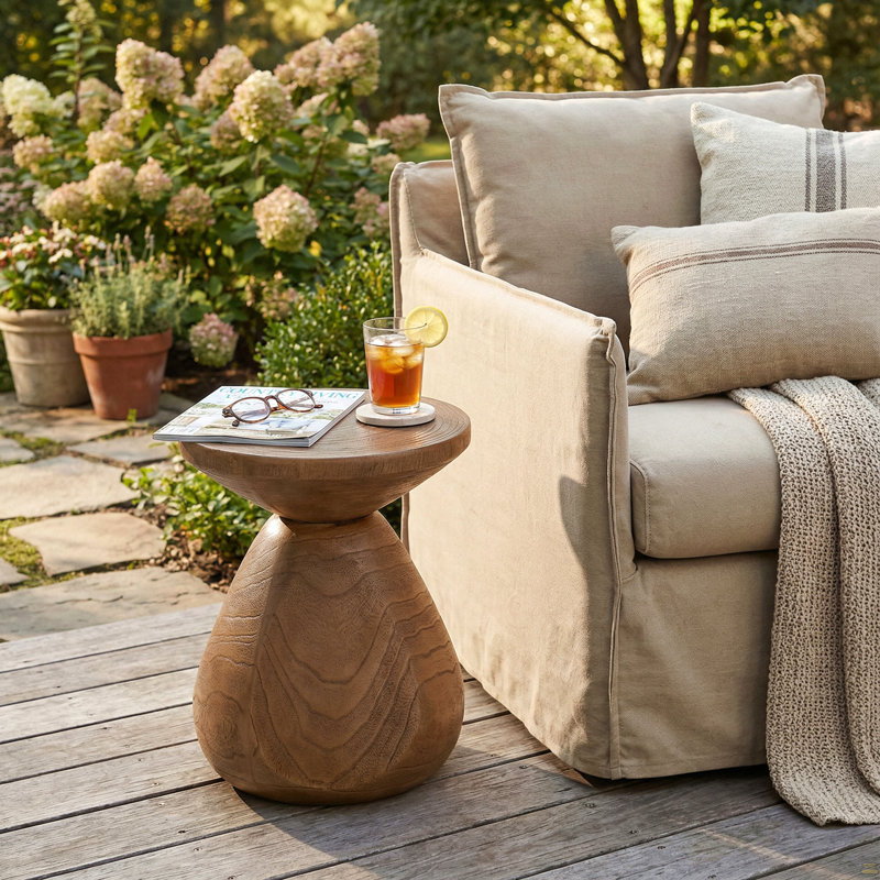 Outdoor Patio MGO Wood Side Table
