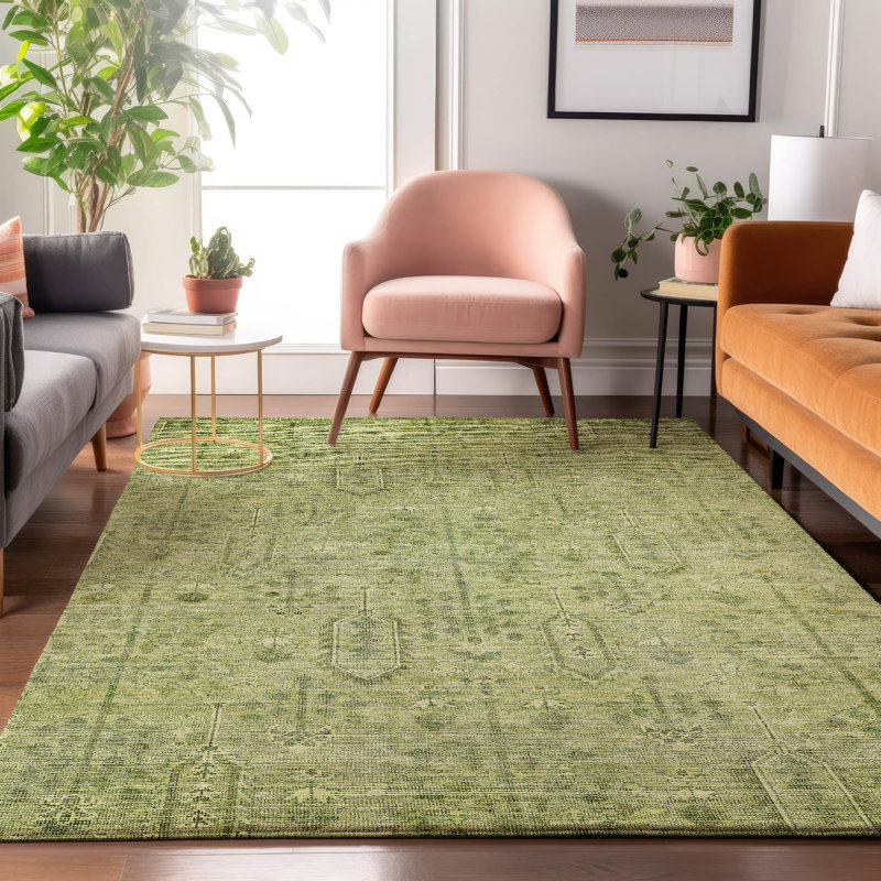 Tapis sauge de qualité supérieure Prisco, Rectangle 5 pi x 7 pi 6 po