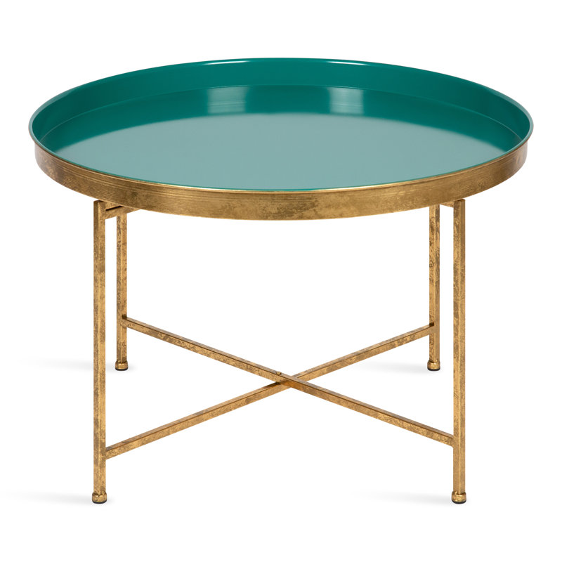Ekta Lift Top Cross Legs Coffee Table, Gold, Teal