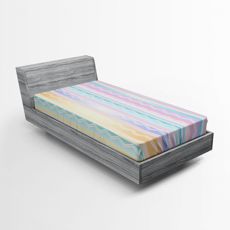 Twin XL Multicolor Striped Microfiber Fitted Sheet
