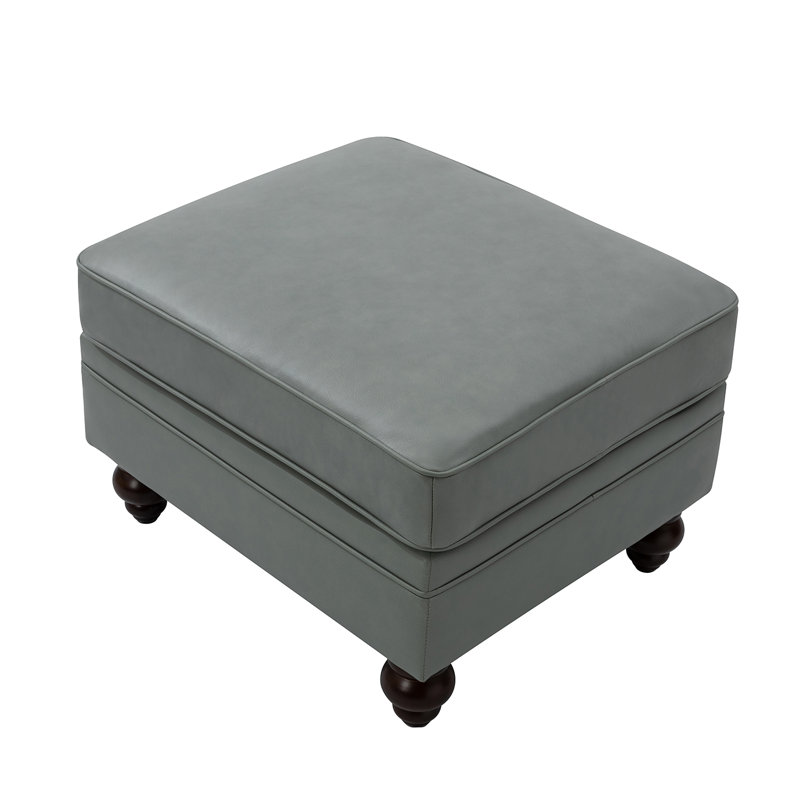 Blanchett Genuine Leather Ottoman, Sage