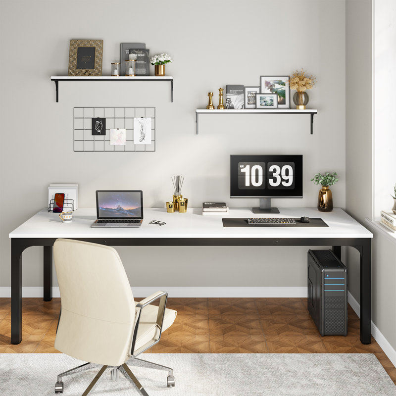 Alyzia 78.8'' W Rectangle Computer Desk, White/Black