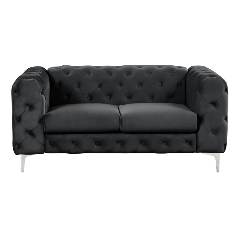 Graford 63'' Velvet Loveseat, Black