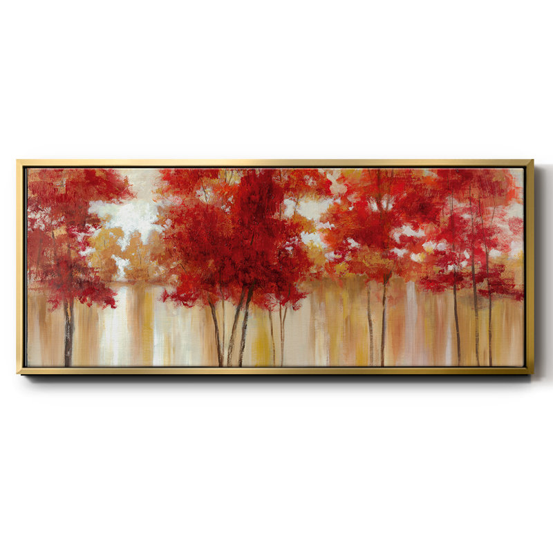 Red Trees- Framed Canvas, 20" H x 50" W